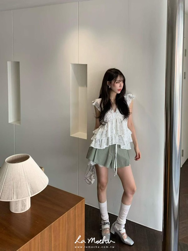 碎花涼感美背蛋糕上衣(花花清單)